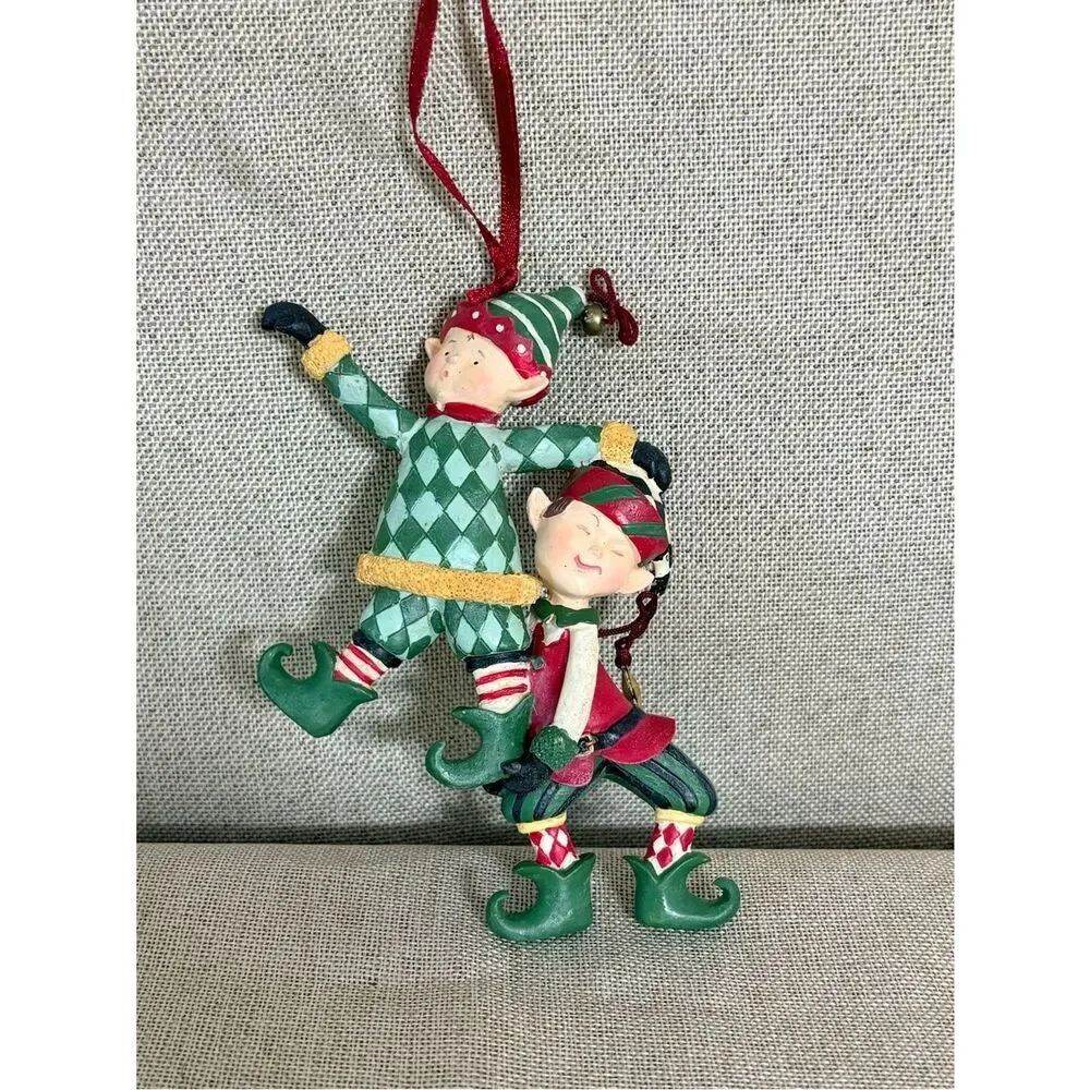 Debbie MummβChristmas Elf Ornament Vintage Resin Hanging Decor